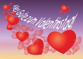 valentine's day inscription in german on purple background with hearts