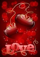 red background with romantic pattern