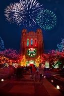 fireworks over the building during Christmas