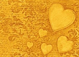 vintage yellow background with hearts