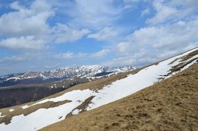 snow on the mountain in winter