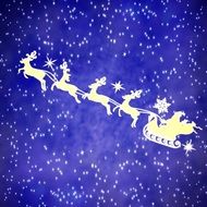 Santa Claus with reindeers on the starry sky