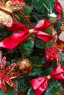 red decorations on the tree