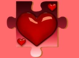 Puzzle Heart Red Puzzle Piece