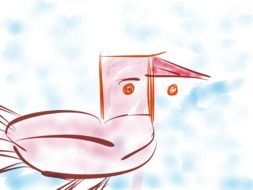 children's drawing of a bird on a blue background