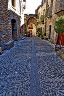 cobblestone-covered old street