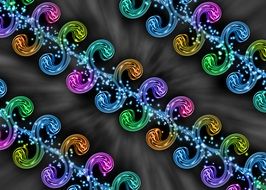 rainbow curls on gray background