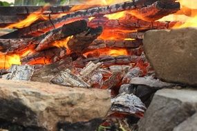 background with blazing charcoals