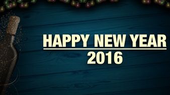 inscription new year 2016 on blue surface