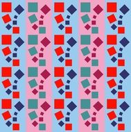 blue and pink striped background with squares