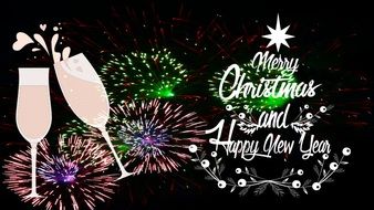 new year pattern on black background