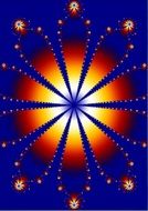 indigo background with red digital flower