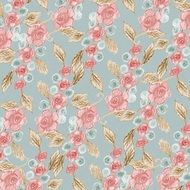 blue background with floral pattern