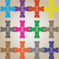 colored crosses on a light background