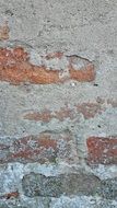 peeled concrete of the brick wall