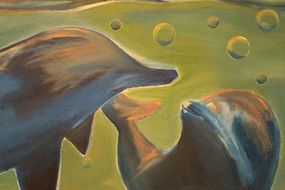 Dolphins Oil Acrylic Nature Art