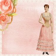 vintage pink wallpaper with a lady