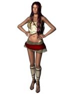 warrior girl posing on a white background