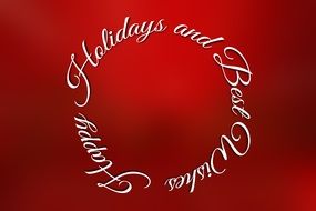 Christmas inscription in the form of a circle on a red background