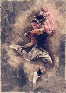 girl in jump drawing