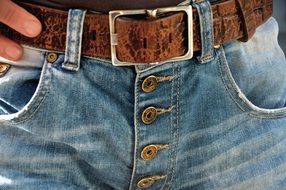 Belt on a jeans