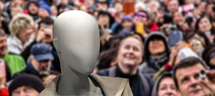 Head without Face close up, crowd at background