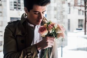 Man Model with Flowers