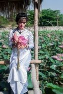 Vietnamese bride among the lotus