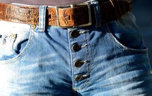 jeans with buttons and belt