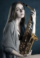 Saxophone Girl Portrait