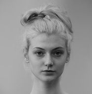 black and white portrait of a blonde