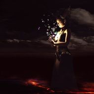 praying digital woman