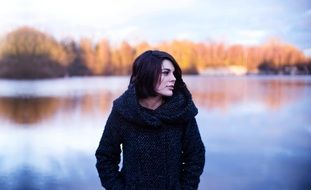 portrait of a girl at autumn landscape