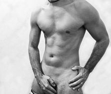 black and white photo of a naked sexy man