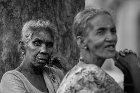 two old women, Black and White portrait