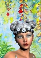 Fantasy Girl with Flower drawing
