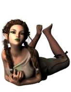 female elf lying on the ground