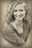 monochrome portrait of Beautiful Woman