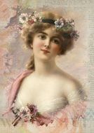 Vintage portrait of a girl with a wreath on her head