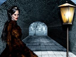 Woman in Cemetery Tunnel