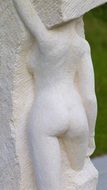 Woman, back view, stone figure