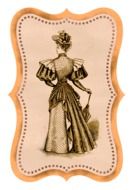 Clipart of vintage postcard with woman of victorian era