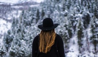 Woman Forest Black Hat