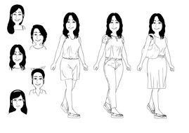 line art of women in clothes