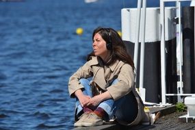 woman resting on the waterfront