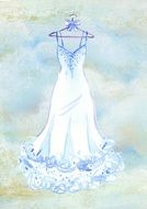 Wedding Dress watercolor drawing