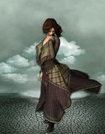 Woman in Fantasy Desert drawing
