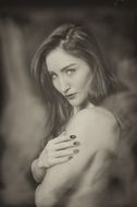 Beautiful Young Woman drawing