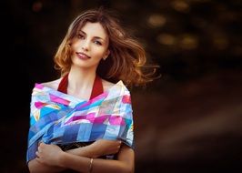 beautiful girl in a colorful scarf