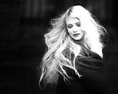 black and white portrait of blonde
